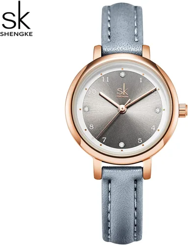 Vista 7 de SHENGKE Reloj de cuero para mujer, reloj de lujo para mujer, resistente al agua, para mujer