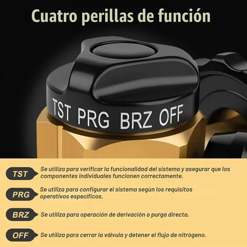 Vista 5 de Siasky Regulador de nitrógeno VN-500 - 4 modos de trabajo (TST/PRG/BRZ/OFF) - Ajuste de presión de 0-500PSI para purga de nitrógeno de precisión