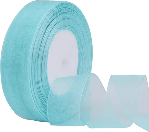 Vista 7 de Hapeper Cinta de gasa de organza transparente de 1 pulgada, 50 yardas/rollo (negro)