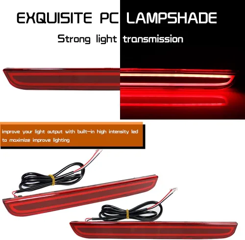 Vista 2 de Luces reflectoras LED rojas para parachoques y lente roja, compatible con Dodge Challenger 2015 2016 2017 2018 2019 luces traseras antiniebla