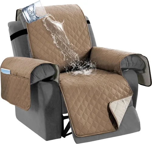 Vista 25 de H.VERSAILTEX Funda impermeable 100% impermeable para sofá biplaza reclinable de 2 piezas, protector de muebles suave y grueso con bolsillos lavables