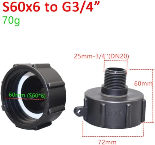 Vista 2 de Accesorios de bolsa para tanque de agua, adaptador de tanque de asas IBC Adaptador de transferencia de 2 pulgadas al conector de montaje de manguera