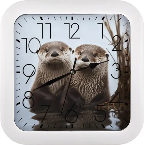 Vista 21 de 10" Square Modern Wall Clock,Americana Flag Deer Print Kitchen Clocks Wall Battery Operated,Silent Non Ticking Unique Funny Cute Wall Clock for
