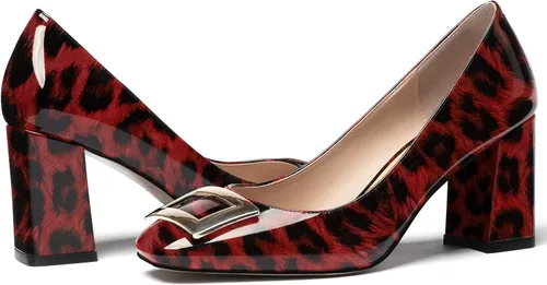 Vista 6 de WAYDERNS Zapatos de tacón alto con puntera cuadrada para mujer, de 3 pulgadas
