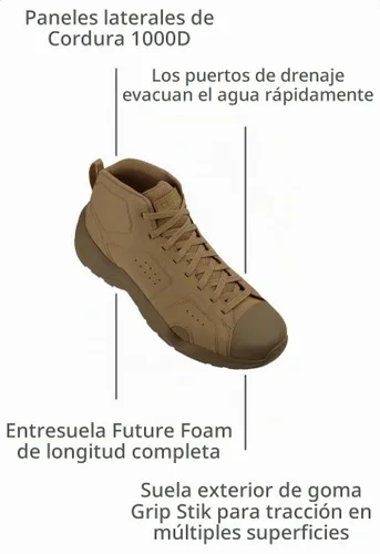 Vista 3 de OTB Boots Pirata Mid Tactical Boots - Botas ligeras de combate marítimo, sistema de drenaje de secado rápido, suela Stik de agarre de alta tracción
