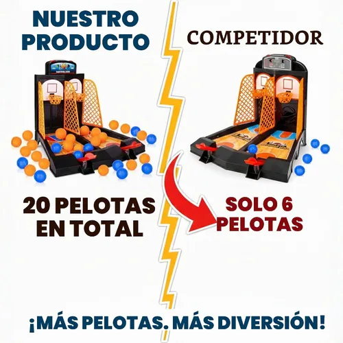 Vista 2 de ArtCreativity Mini Basketball Tabletop Game with 20 Mini Balls or 24 Replacement Balls, 2-Player Desktop Arcade Basketball Toy for Kids and Adults