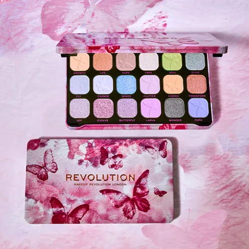 Vista 5 de Makeup Revolution Butterfly Forever - Paleta de sombras impecables, paleta de sombras de ojos, crea un aspecto de maquillaje de ojos de larga