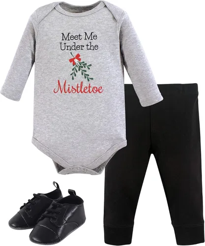 Vista 11 de Little Treasure - Conjunto unisex de mameluco de algodón, pantalón y zapatos para bebé Collar de ancla