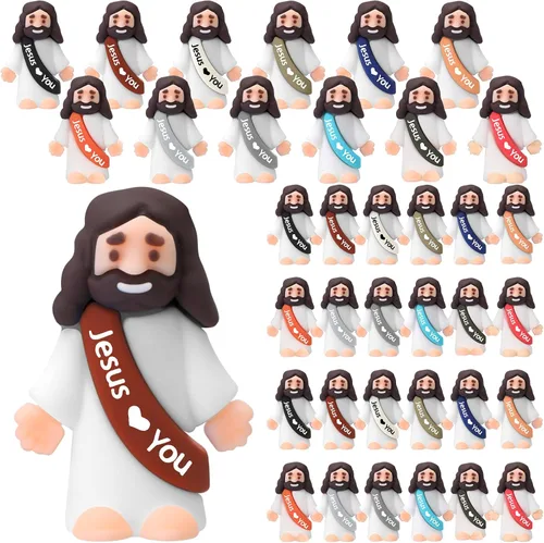 Vista 11 de Bememo 25 figuras de Jesús pequeñas figuras de Jesús, color blanco