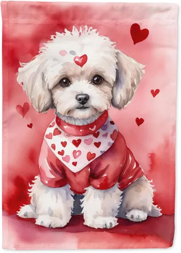 Vista 181 de Caroline's Treasures DAC5252GF Affenpinscher - Bandera de jardín con texto en inglés "My Valentine", bandera decorativa para patio exterior, patio