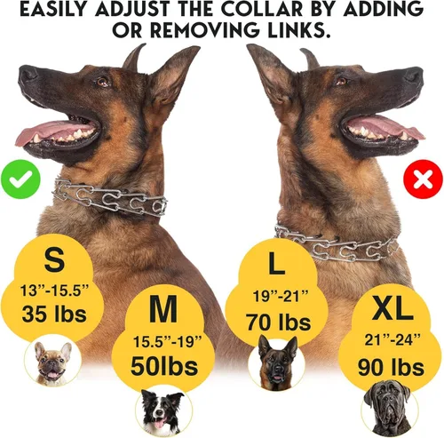 Vista 6 de PetJett Collar de Ahogo para Perros Collar de Entrenamiento Collar de Púas Ajustable para Perro Collar de Liberación Rápida de Pellizco para Perro