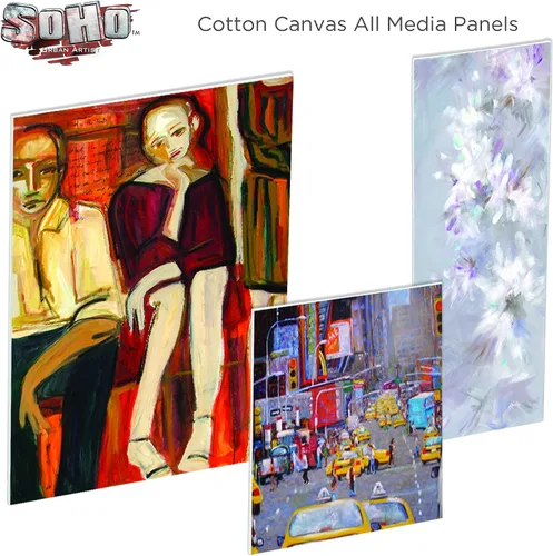 Vista 6 de SoHo - Paneles de lona de algodón para artistas, 3 x 3 pulgadas, paquete de 3 paneles de algodón imprimado doble sin ácidos, lienzos unidos
