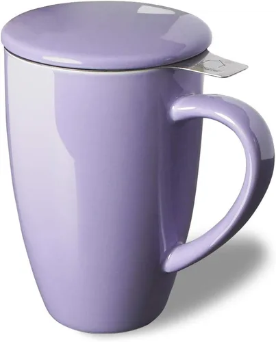 Vista 19 de Sweejar Taza de Té de Porcelana con Infusor y Tapa, Tetera con Filtro, Colador Infusor de Tazas de Té de Hojas Sueltas, 16 Fl Oz para Azul degradado