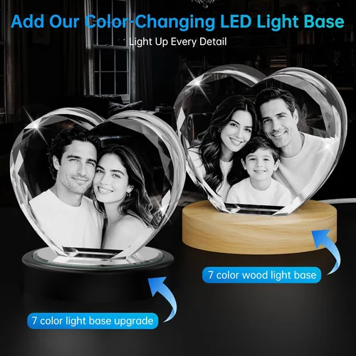 Vista 2 de Foto de cristal 3D, regalos personalizados de Navidad para mamá, mujer, esposa, para ella, para pareja, regalos personalizados con tu propia foto