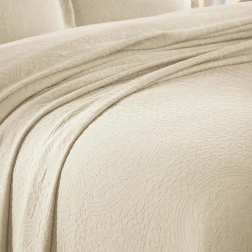 Vista 9 de Superior Juego de colcha de algodón con diseño de flor de lis, mantas cálidas, ropa de cama para todas las estaciones, decoración de dormitorio