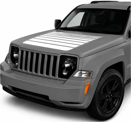 Vista 9 de Calcomanía de vinilo con diseño de rayas opacas con diseño de rayas negras o negras compatibles con Jeep Liberty 2008-2014