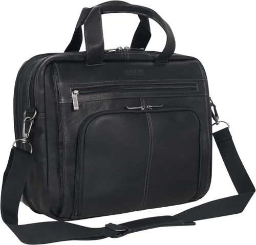 Vista 3 de Kenneth Cole REACTION "Out of the Bag" Manhattan - Bolso bandolera de cuero colombiano para laptop de 15.6" para viajes y negocios