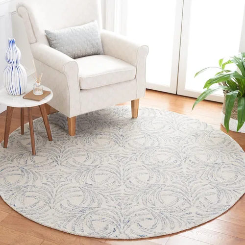 Vista 13 de SAFAVIEH Jardin Collection - Alfombra de pasillo, 2 pies 3 pulgadas x 8 pies, marfil y azul, mezcla de lana hecha a mano, ideal para zonas de alto