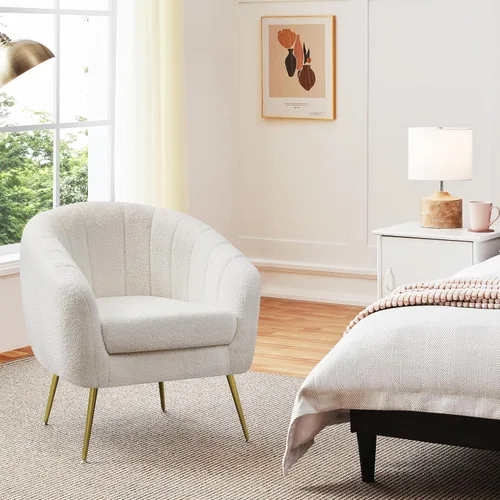 Vista 11 de Yaheetech Silla de Tocador Moderna, Silla de Acento de Terciopelo Suave con Patas de Metal Dorado, Sillón Acolchado Chaise Longue para Sala de Gris