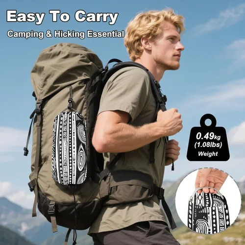 Vista 4 de ALAZA Hamacas tribales bohemias negras para acampar individuales o 2 personas, 500 libras, hamaca portátil de viaje con correas de árbol