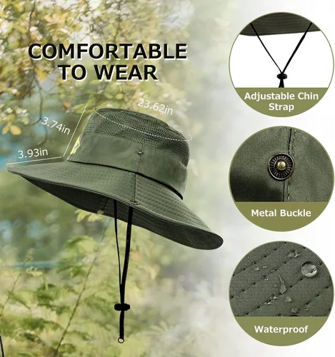 Vista 4 de Surblue Boonie - Sombrero de sol para exteriores, transpirable, ala ancha, protección UV, sombrero de pesca