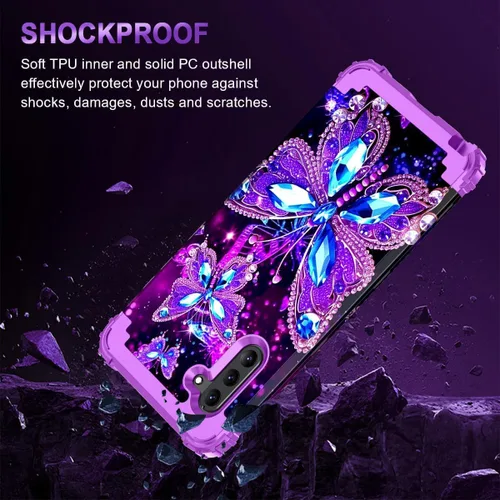 Vista 5 de Hekodonk Funda para Galaxy Note 10, que brilla en la oscuridad, tres capas, resistente, protección a prueba de golpes, plástico duro+silicona suave