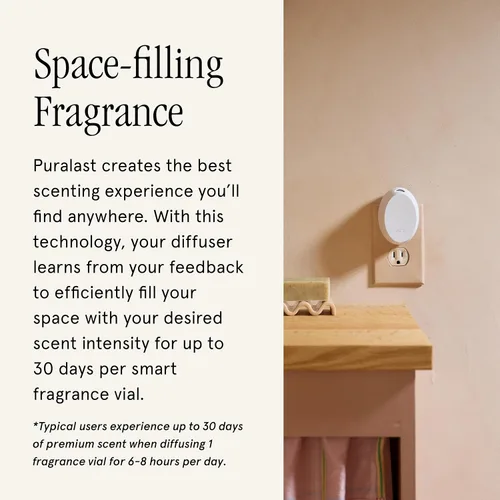Vista 6 de Pura Mini Difusor de Fragancia Inteligente para Espacios Pequeños Dispositivo Inteligente Ajustable para el Hogar con Luz LED y Detección Automática
