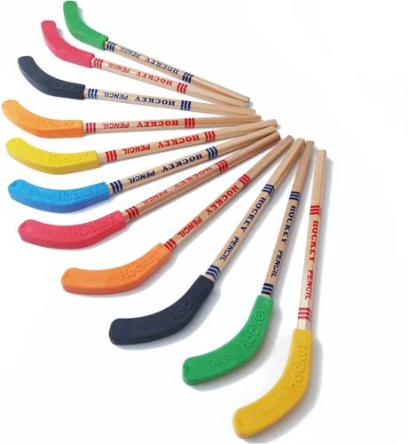 Vista 4 de TIHOOD 18 lápices de hockey y borradores – Suministros para fiestas temáticas de hockey de 9 pulgadas, divertidos lápices geniales para fanáticos