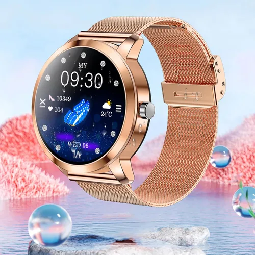 Vista 9 de Reloj inteligente (respuesta/haz llamadas) para mujer, reloj inteligente AMOLED de 1.27 pulgadas para iPhone Android, rastreador de actividad