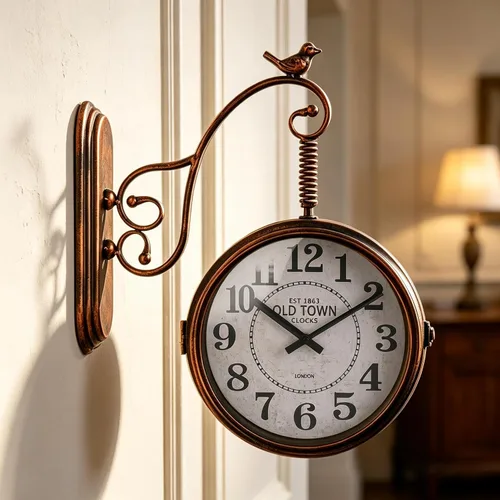 Vista 7 de Reloj de doble cara de hierro Londres, reloj antiguo de doble cara, de hierro forjado, reloj antiguo de hierro numerado, decoración de pared, reloj