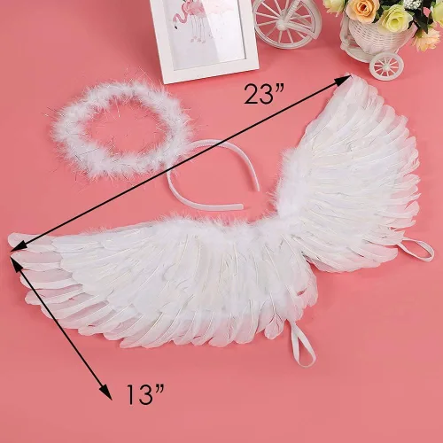 Vista 4 de Alas de ángel y halo para adultos alas de ángel para fiestas infantiles Halloween Navidad