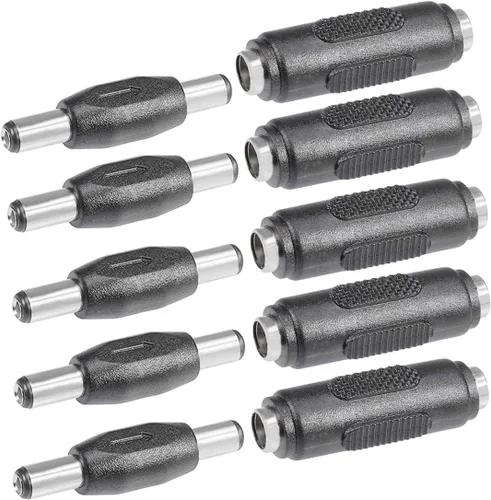 Vista 9 de 10 conectores BNC hembra a hembra y DC macho a macho de 0.217 in x 0.083 in, adaptador de conector de cable de alimentación de 12 V 5A, adaptador
