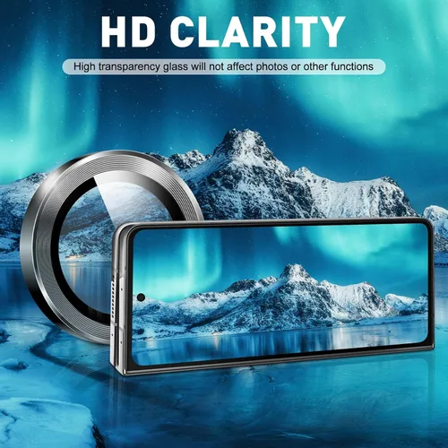 Vista 5 de LucBuy Protector de lente de cámara para Samsung Galaxy Z Fold 3, cubierta de cámara de vidrio templado Protector de pantalla Adhesivo de película