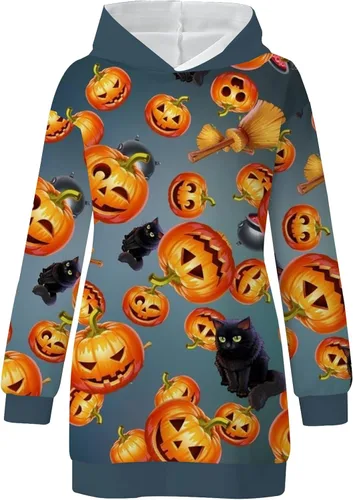Vista 3 de Vestido de Halloween para mujer 2022 con capucha para otoño e invierno