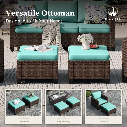 Vista 119 de HERA'S HOUSE - Juego de muebles para patio con mesa para fogata, muebles de mimbre para exteriores, sofá de conversación con asientos profundos