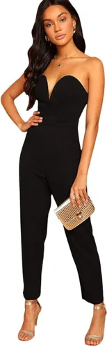Vista 3 de Romwe - Overol de fiesta para mujer, elegante, sin tirantes, elástico