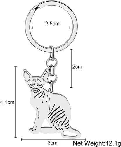 Vista 5 de Llaveros de gato chapados en oro y plata de acero inoxidable, llavero de gatito, joyería novedosa, regalos para mujeres y niñas