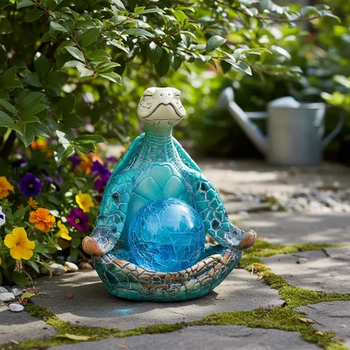 Vista 3 de Decoración solar de jardín de 6.3 pies, regalos de tortugas marinas para mujer Resin Yoga Sea Turtle Statue Coastal Decor for Outdoor Waterproof
