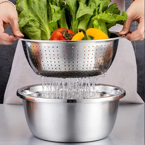 Vista 9 de Juego de ralladores de acero inoxidable, cesta de drenaje multifuncional, ralladores de verduras para rebanadas, ralladura y rallar verduras, papas