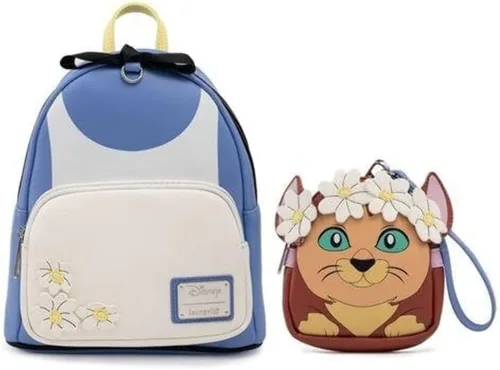 Vista 3 de Loungefly Disney Alice in Wonderland Cosplay - Bolso de hombro con correa doble para mujer con muñeca desmontable