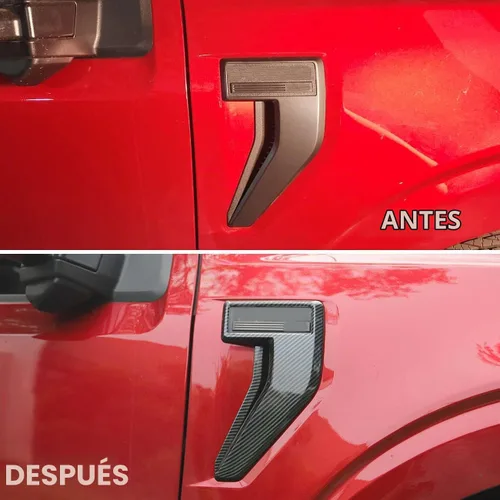 Vista 6 de Cubiertas de molduras de emblema de insignia de ventilación lateral de guardabarros de fibra de carbono, accesorios compatibles con Ford F150