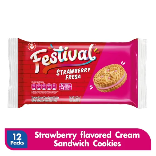 Vista 4 de Festival Galletas sándwich de crema de fresa, 14.22 onzas (paquete de 3)