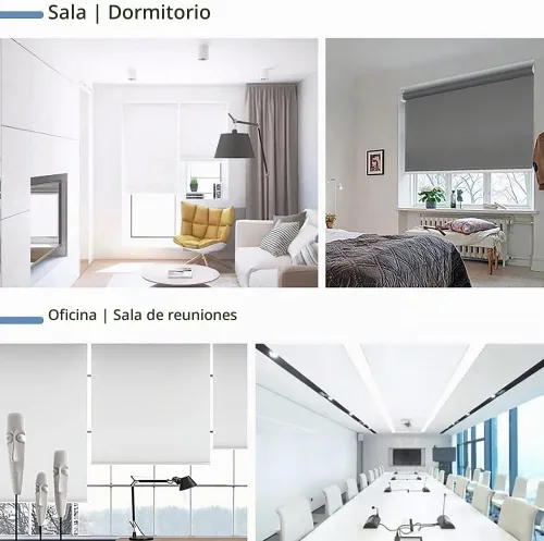 Vista 7 de Persiana enrollable motorizada con control remoto, 100% opacidad, persiana inteligente para Windows, compatible con Alexa y Google Home, batería