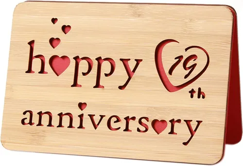 Vista 39 de Tarjeta de felicitación de madera para el primer aniversario, hecha a mano, 1 año, aniversario de boda, tarjeta de primer aniversario para ella, él