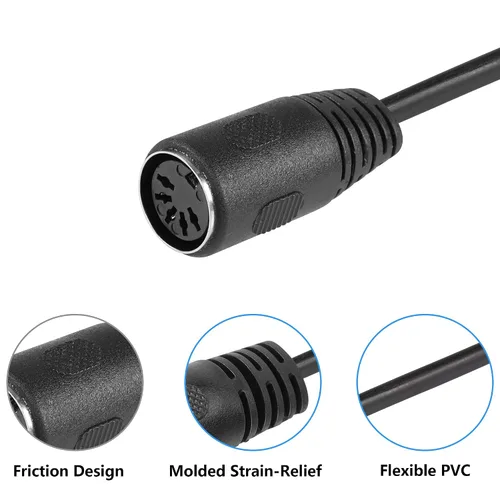 Vista 4 de SinLoon Cable DIN hembra de 5 pines, DIN de 5 pines a 90 grados 0.138 in (1/8 pulgadas), cable de audio estéreo TRS macho para sistema B & O