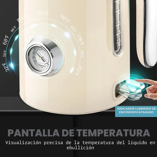 Vista 9 de SUSTEAS Tetera Eléctrica - Hervidor de Agua Caliente de 57 oz para Té con Termómetro, Tetera de Acero Inoxidable de 1500W de Calentamiento Rápido