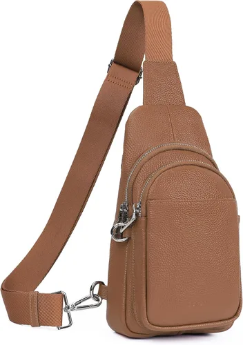 Vista 13 de befen Bolso bandolera pequeño de cuero genuino para mujer, antirrobo, bolsa cruzada para el pecho, riñoneras para viajes con ranuras para tarjetas