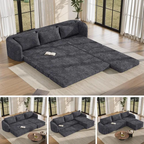 Vista 14 de Vesgantti Sofá modular sin hueso de 114 pulgadas, moderno sofá de 5 plazas en forma de U con 2 otomanas y asientos profundos, sofás de nube