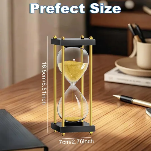 Vista 3 de Reloj de arena de arena de 30 minutos: reloj de arena de madera pequeño, reloj de arena, reloj de arena de oro antiguo 30 minutos, reloj de arena