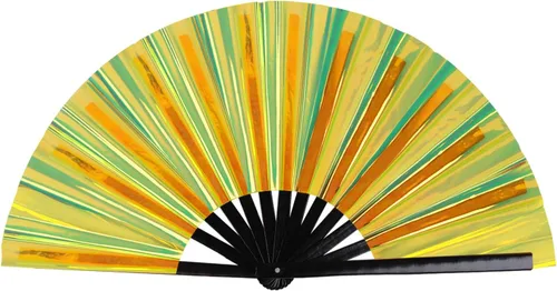 Vista 54 de Paquete de 2 abanicos de mano plegables grandes, abanicos de tela retro vintage de tela de nailon, ventilador de mano chino de Kung Fu Tai Chi